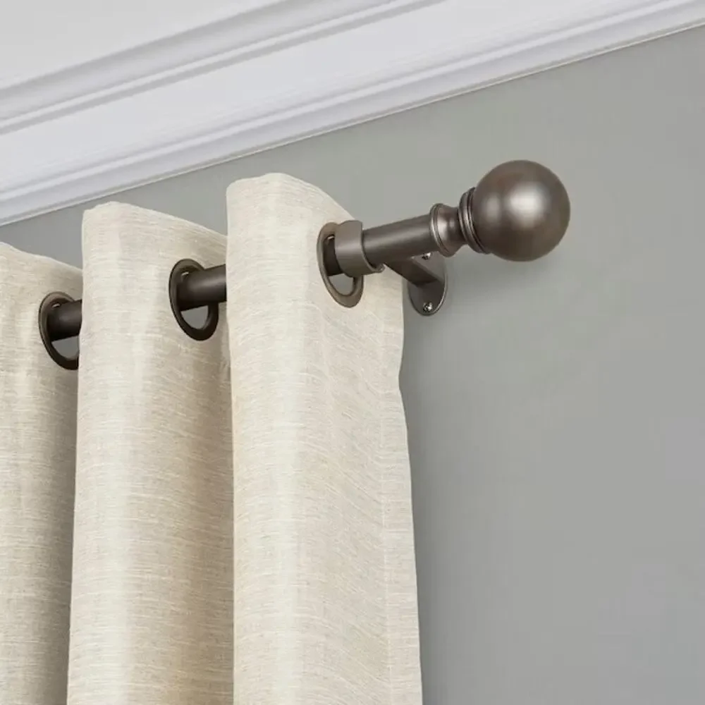 Elrene Cordelia Antique Pewter Iron Curtain Rod with Finials 28 to 48 in